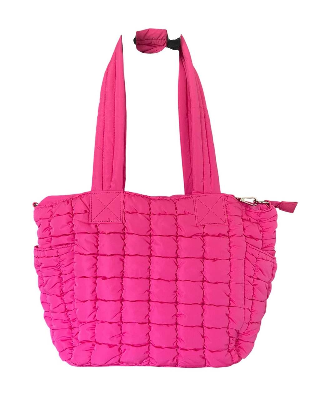 EcoStitch USA Hot Pink Quilted Puffer Tote Bag Crossbody Travel Lightweight - Picture 10 of 14